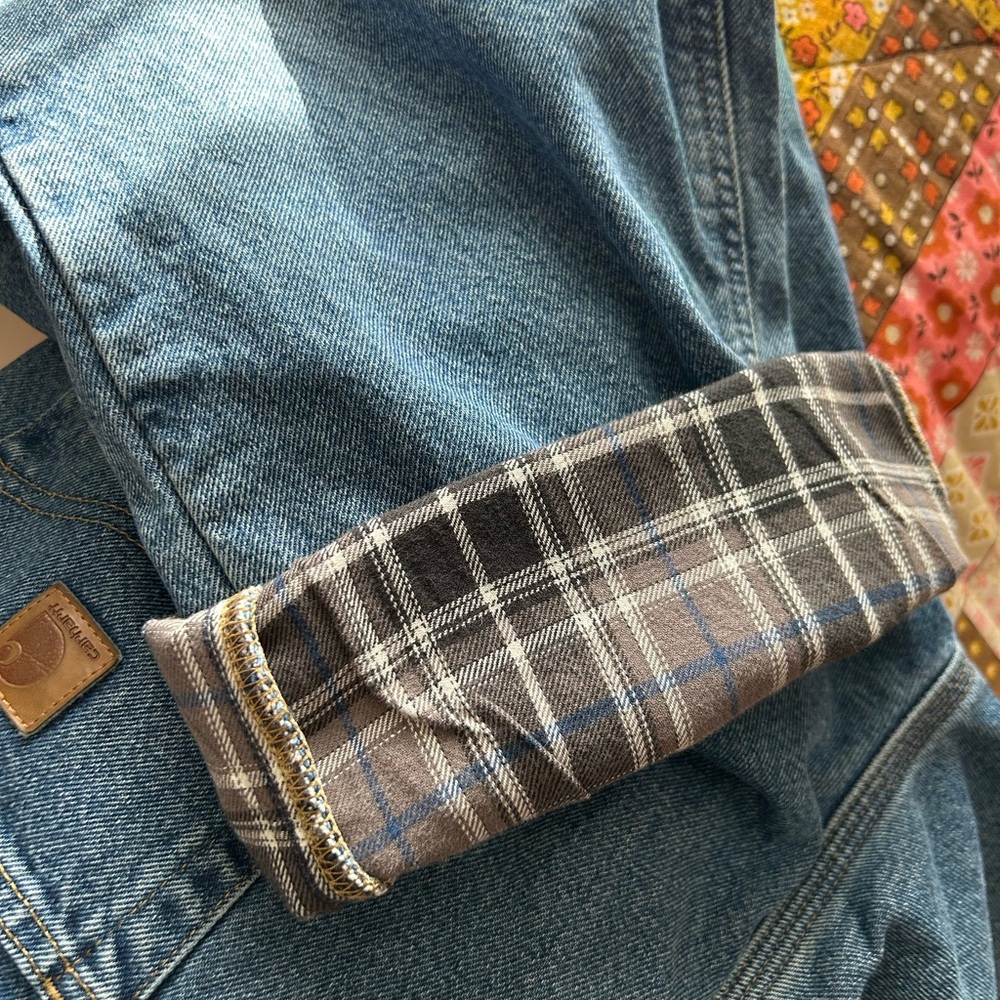 Carhartt Blue Denim with Grey+Blue Plaid Lining - Picture 4 of 9